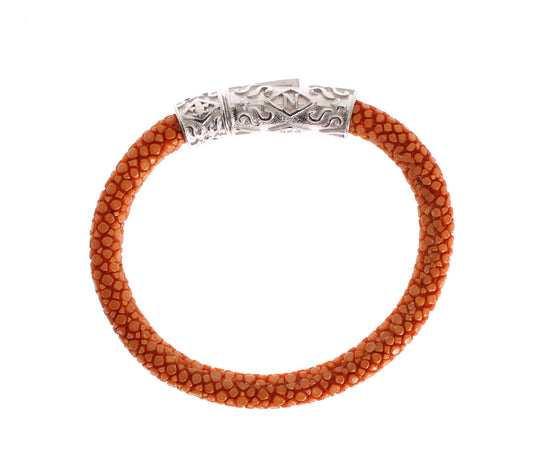 Nialaya Exquisite Orange Stingray Silver Bracelet