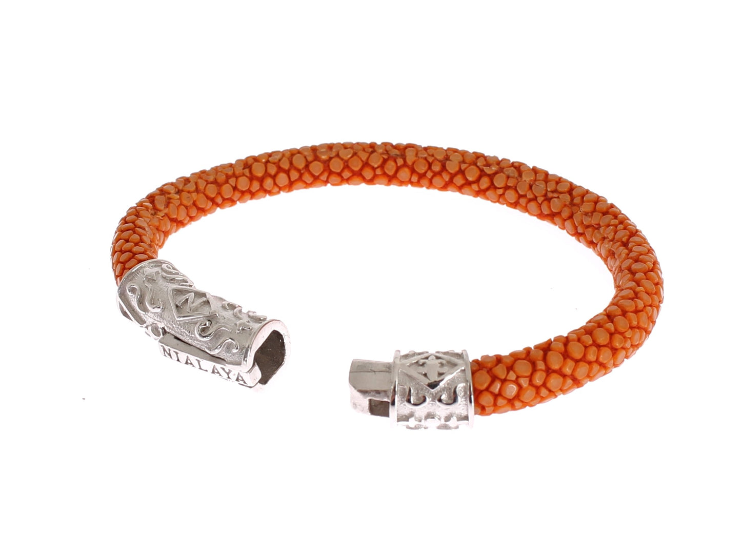 Nialaya Exquisite Orange Stingray Silver Bracelet