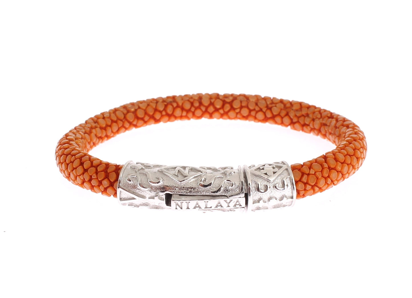 Nialaya Exquisite Orange Stingray Silver Bracelet