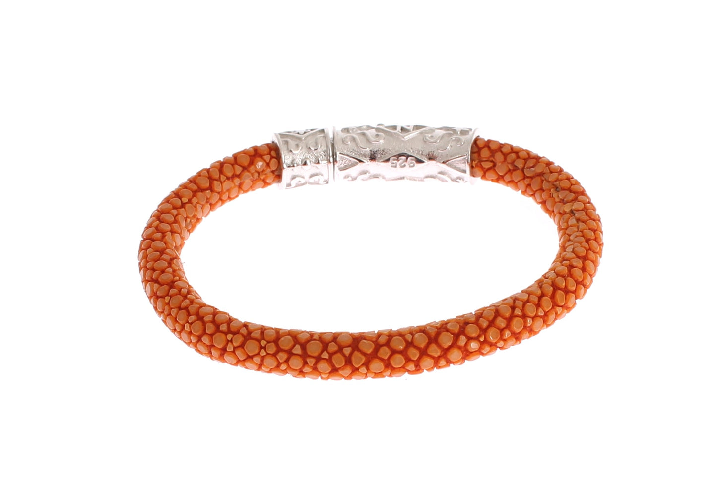 Nialaya Exquisite Orange Stingray Silver Bracelet