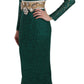 Dolce & Gabbana Emerald Elegance Long Sleeve Floor-Length Dress