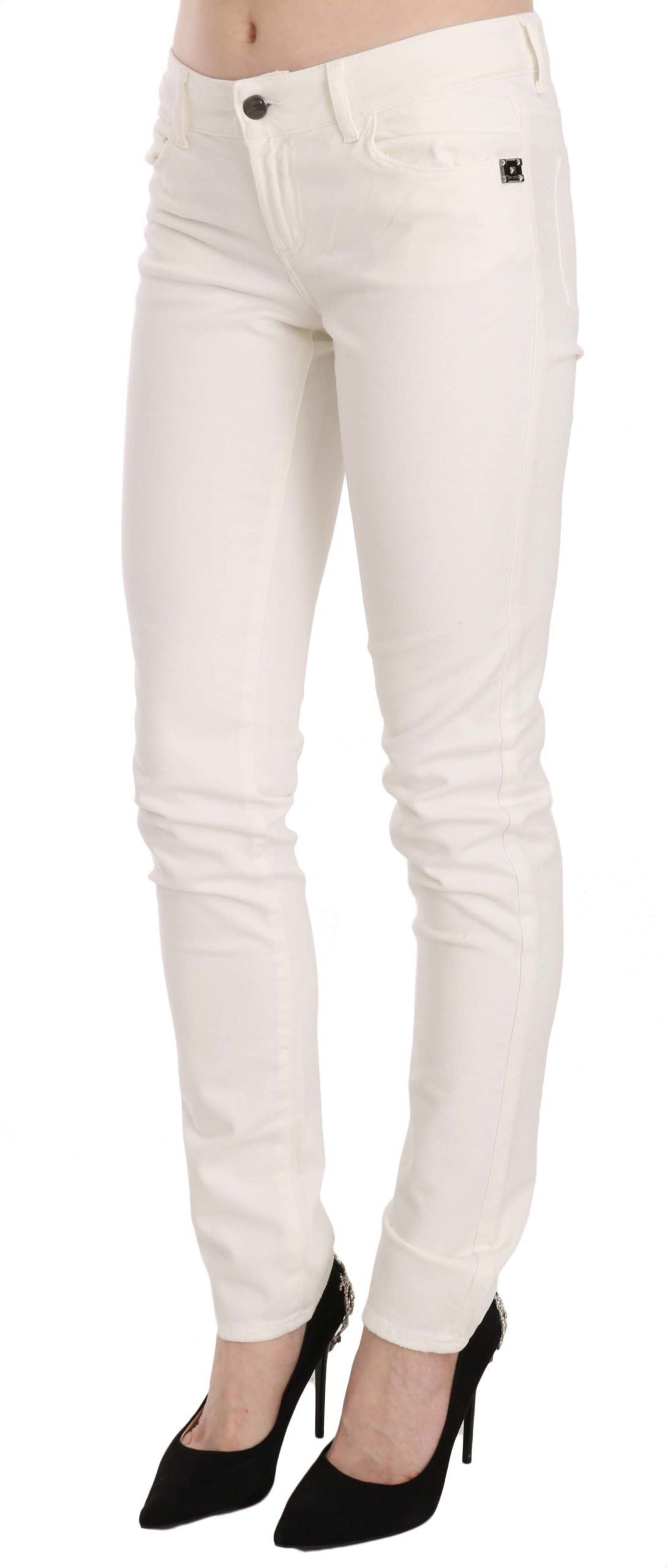 Cavalli Chic White Skinny Denim Pants