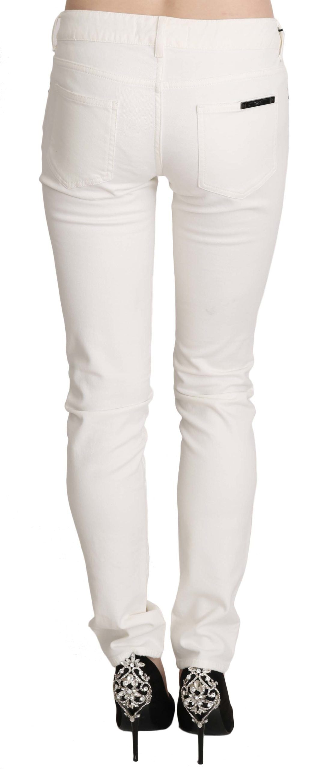 Cavalli Chic White Skinny Denim Pants