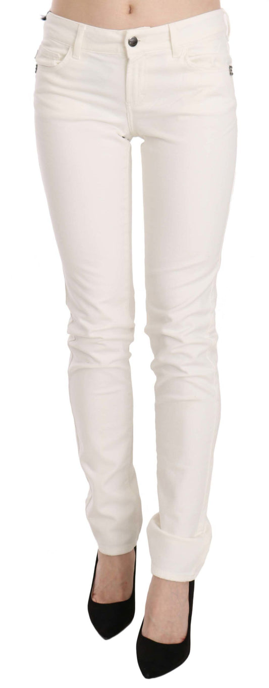 Cavalli Chic White Skinny Denim Pants