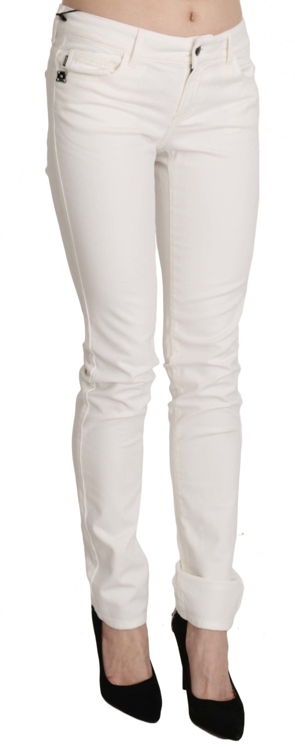 Cavalli Chic White Skinny Denim Pants