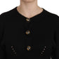 Dolce & Gabbana Chic Black Cropped Cardigan with Button Details