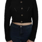 Dolce & Gabbana Chic Black Cropped Cardigan with Button Details