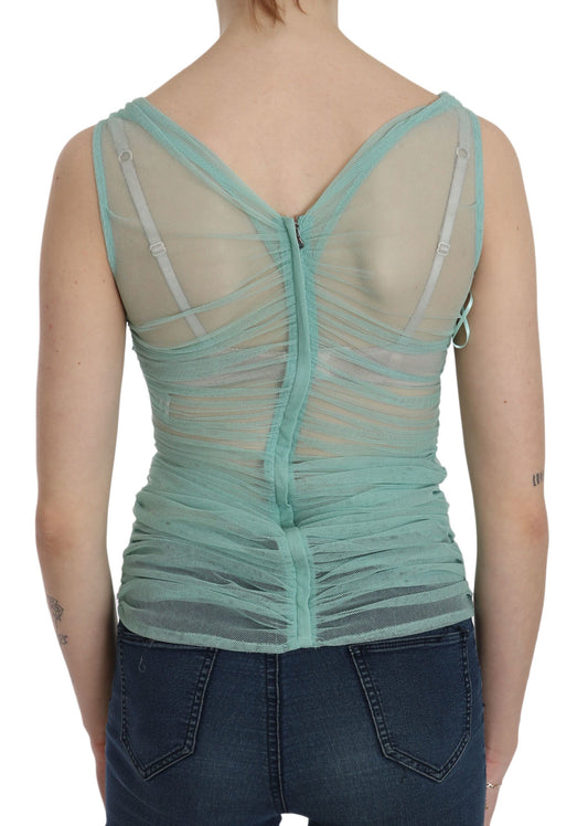 Dolce & Gabbana Elegant Mesh V-Neck Sleeveless Blouse