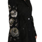 John Richmond Elegant Black Beaded Parka Jacket for Women