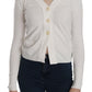 BYBLOS Elegant White V-Neck Cropped Cardigan Blouse