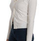 BYBLOS Elegant White V-Neck Cropped Cardigan Blouse