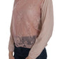 PINK MEMORIES Elegant Pink Lace Boat Neck Blouse