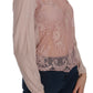 PINK MEMORIES Elegant Pink Lace Boat Neck Blouse