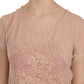 PINK MEMORIES Elegant Cream Lace Round Neck Blouse