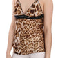 Roberto Cavalli Sultry Leopard Spaghetti Strap Silk Top