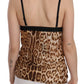 Roberto Cavalli Sultry Leopard Spaghetti Strap Silk Top