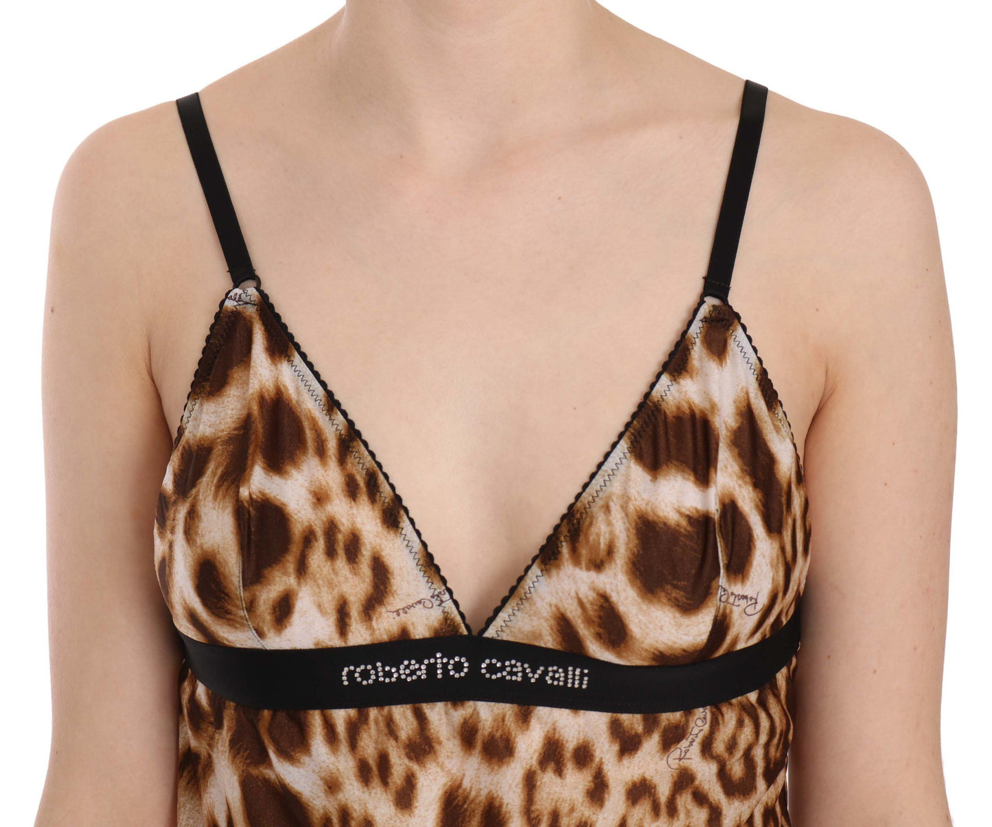 Roberto Cavalli Sultry Leopard Spaghetti Strap Silk Top