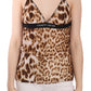 Roberto Cavalli Sultry Leopard Spaghetti Strap Silk Top