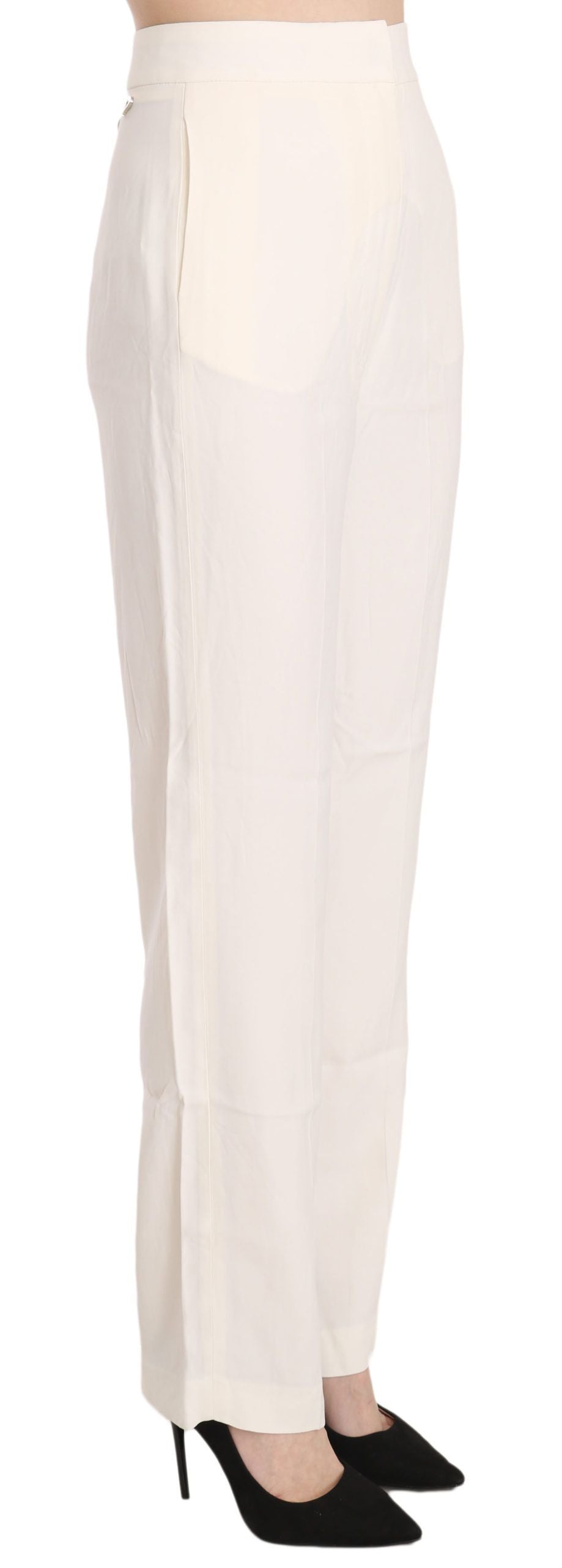 Dondup Elegant Off-White Straight-Cut Trousers