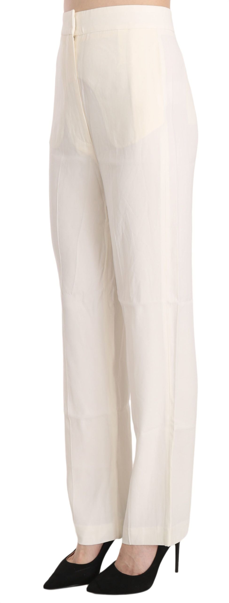 Dondup Elegant Off-White Straight-Cut Trousers