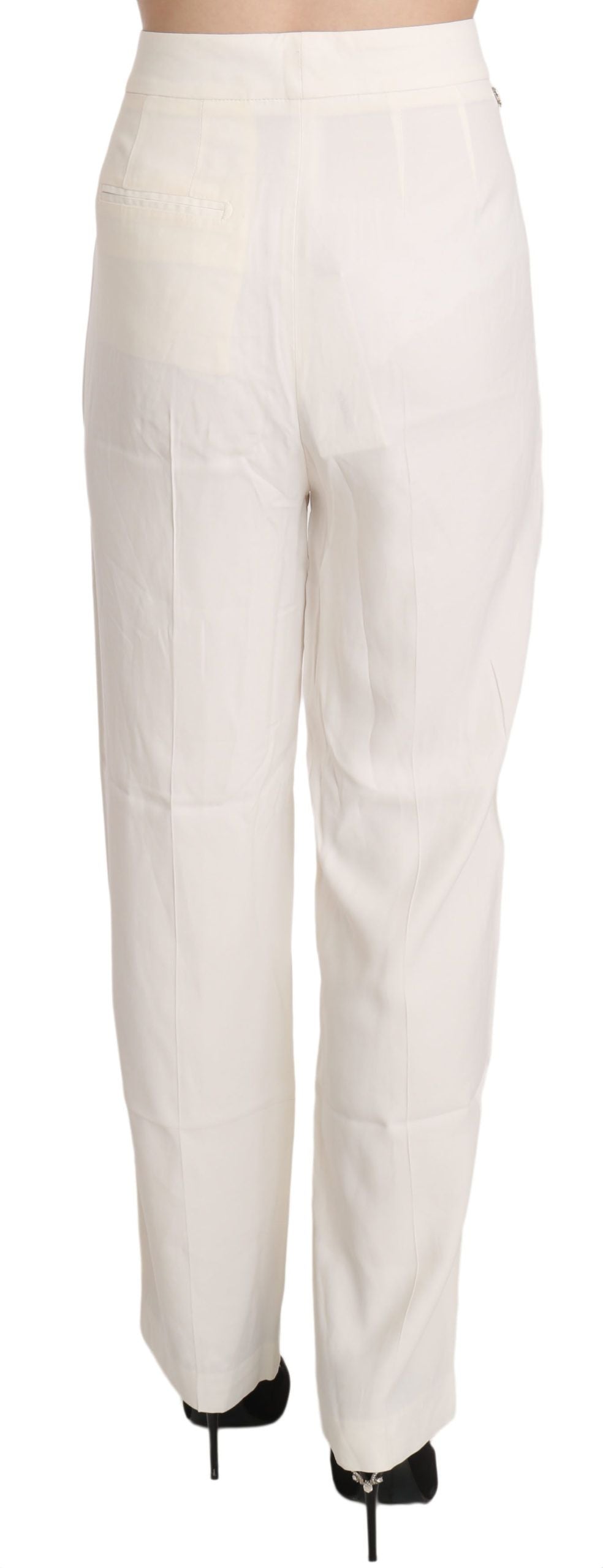 Dondup Elegant Off-White Straight-Cut Trousers