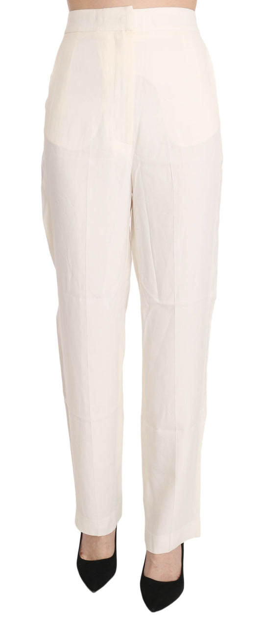 Dondup Elegant Off-White Straight-Cut Trousers