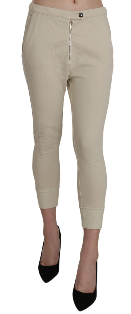 Dondup Chic Beige Skinny Cropped Cotton Pants