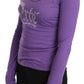 Exte Elegant Purple Crystal Embellished Long Sleeve Top