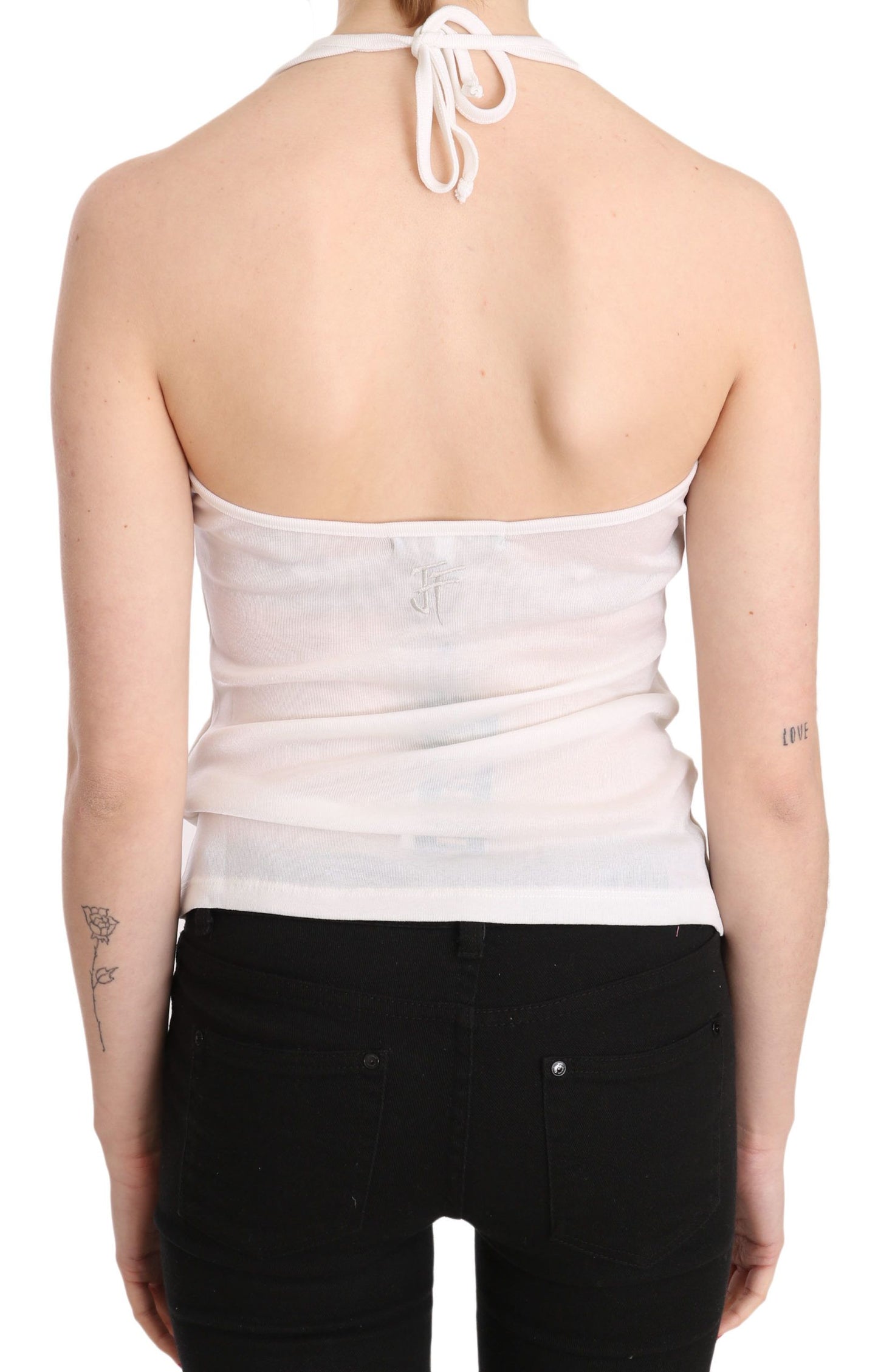 GF Ferre Elegant White Halter Casual Tank Top