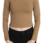 GF Ferre Elegant Brown Long Sleeve Cropped Top