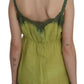 PINK MEMORIES Elegant Green Lace Linen Tank Top