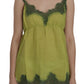 PINK MEMORIES Elegant Green Lace Linen Tank Top