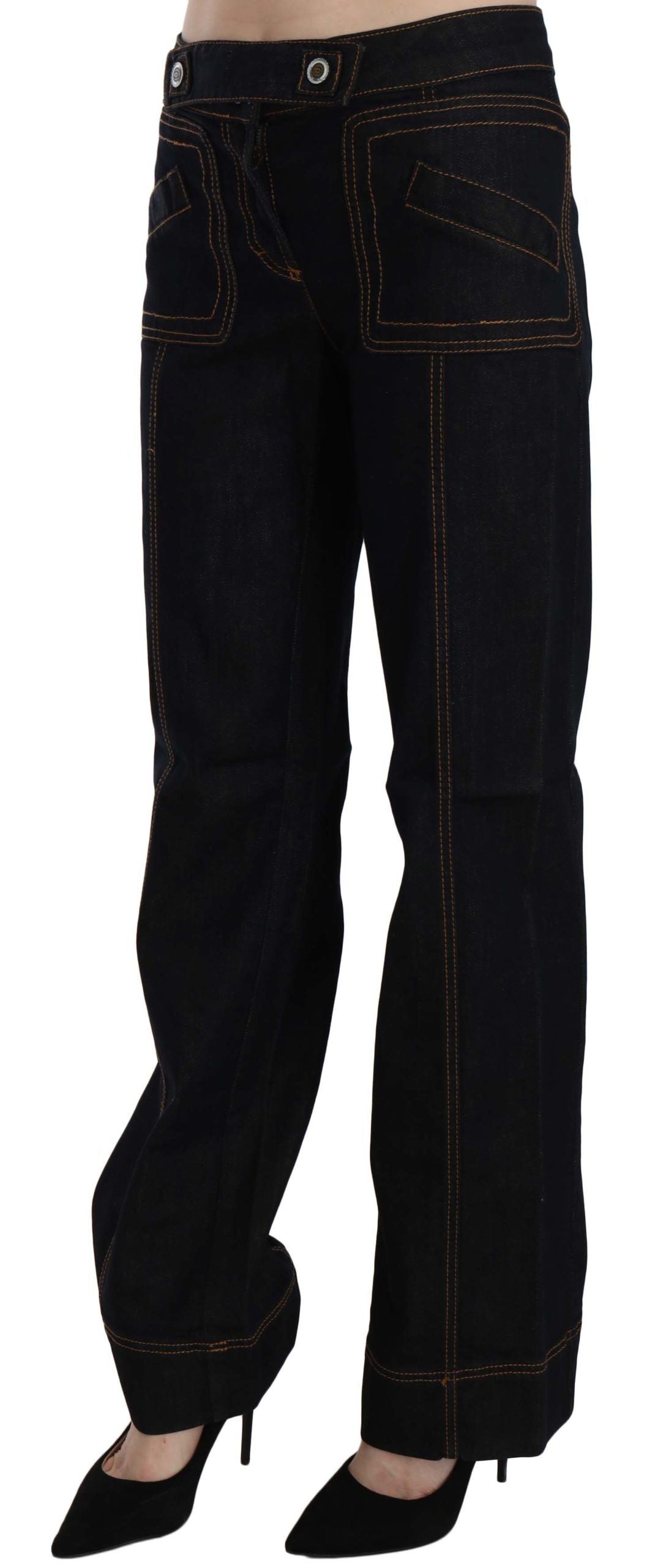 Just Cavalli Elegant Mid Waist Straight Denim Pants