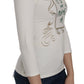 Exte Chic White Printed Turtle Neck Blouse