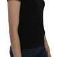 Just Cavalli Elegant Black Beaded Short Sleeve Top