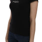 Just Cavalli Elegant Black Beaded Short Sleeve Top