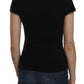 Just Cavalli Elegant Black Beaded Short Sleeve Top