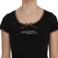 Just Cavalli Elegant Black Beaded Short Sleeve Top