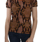 Just Cavalli Alluring Brown Snake Skin Pattern Blouse