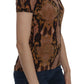 Just Cavalli Alluring Brown Snake Skin Pattern Blouse