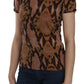 Just Cavalli Alluring Brown Snake Skin Pattern Blouse