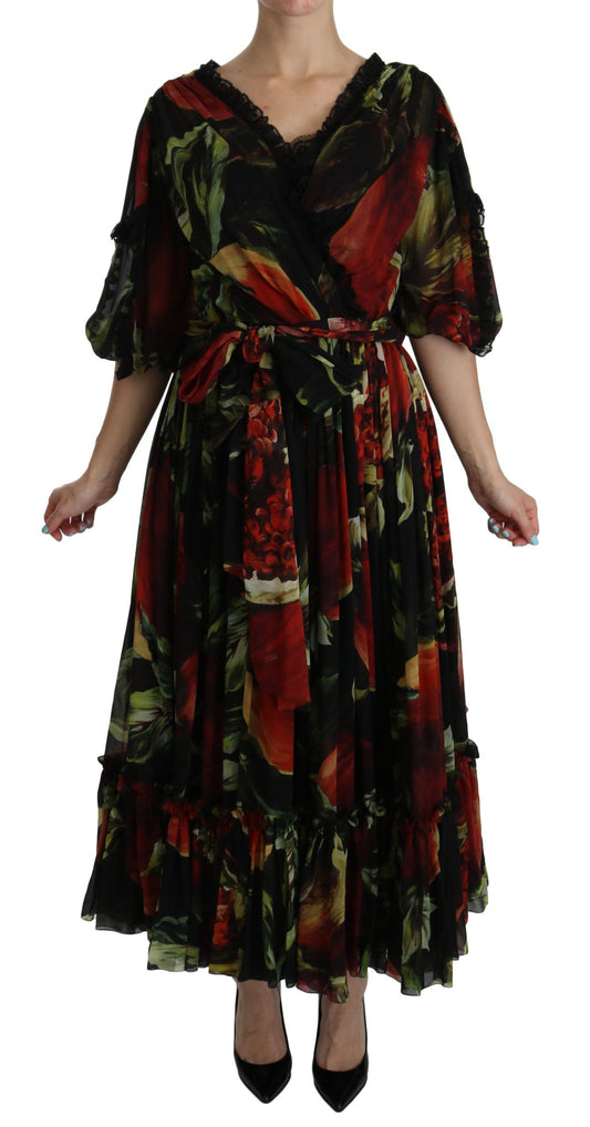 Dolce & Gabbana Elegant Bell Sleeve Floral Maxi Dress