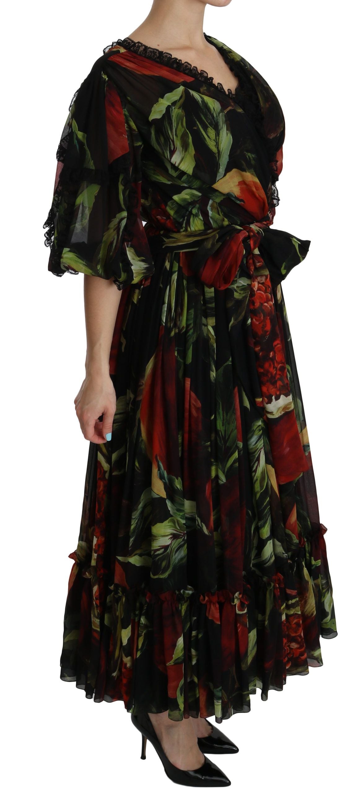 Dolce & Gabbana Elegant Bell Sleeve Floral Maxi Dress