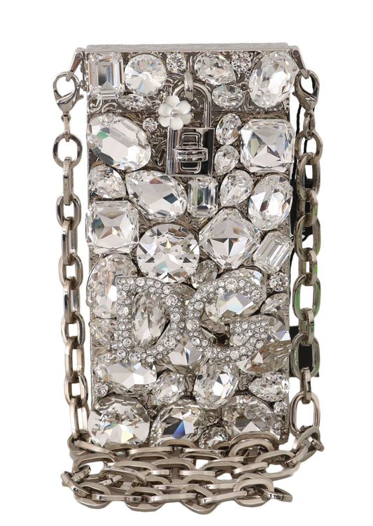 Dolce & Gabbana Crystal Embellished Silver Crossbody Purse