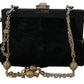 Dolce & Gabbana Black Fur Gold Baroque Crystal Evening Clutch