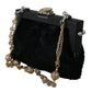 Dolce & Gabbana Black Fur Gold Baroque Crystal Evening Clutch