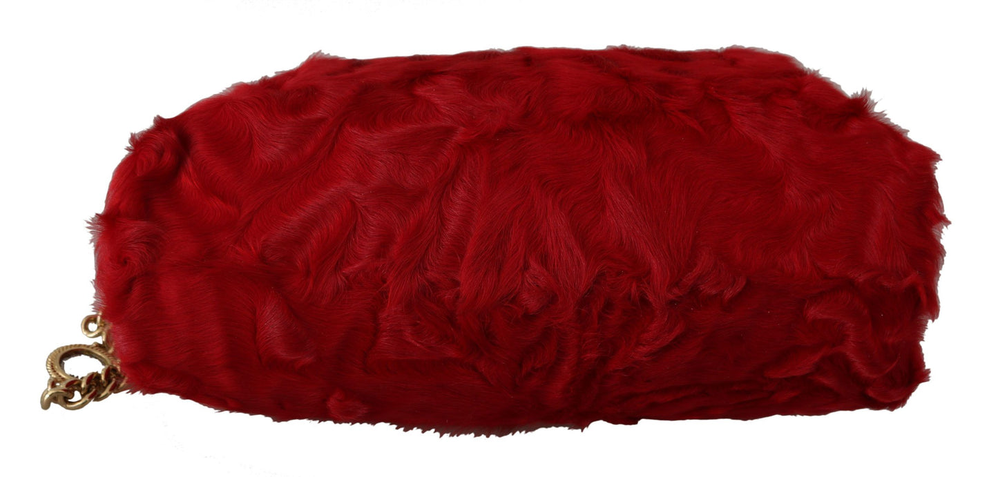 Dolce & Gabbana Opulent Red Fur VANDA Evening Clutch