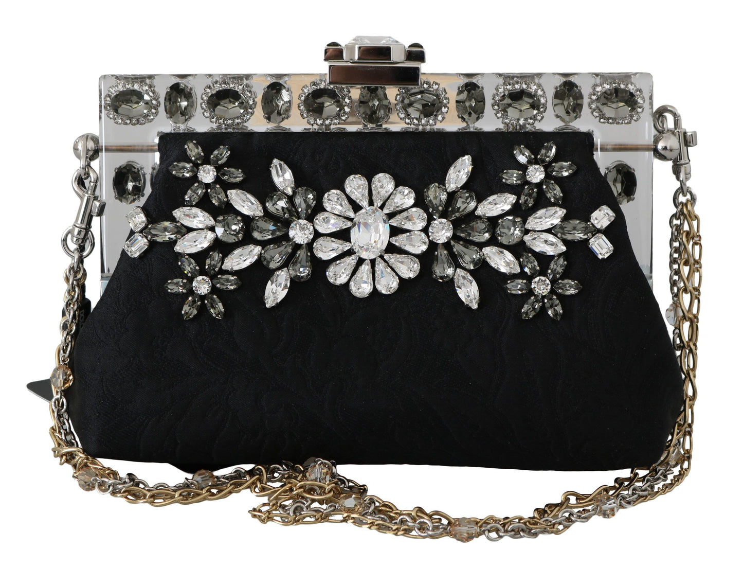 Dolce & Gabbana Elegant Black Crystal Evening Clutch Bag