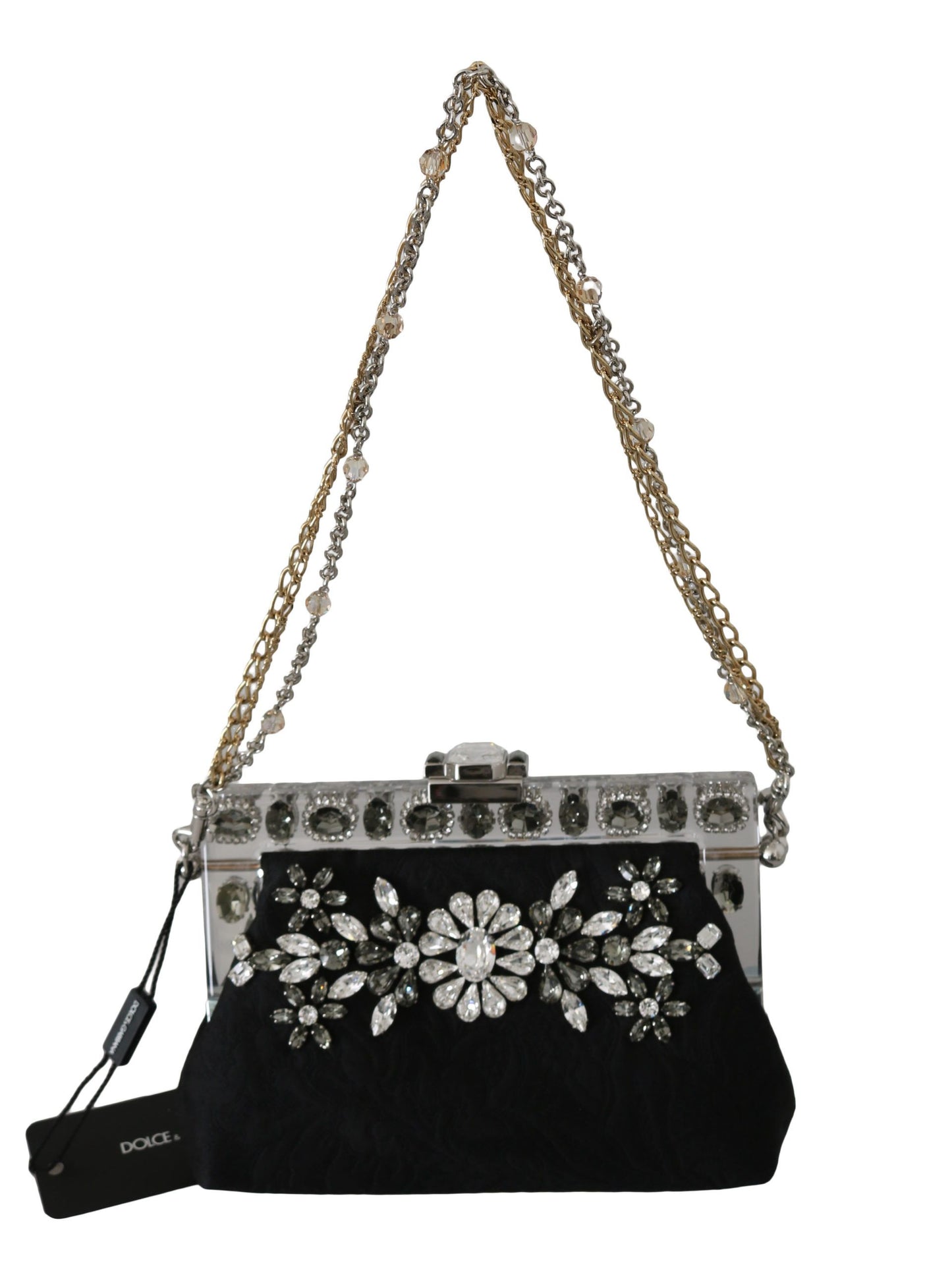 Dolce & Gabbana Elegant Black Crystal Evening Clutch Bag