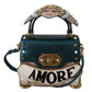 Dolce & Gabbana Chic Blue Gold Angel Motif Welcome Bag